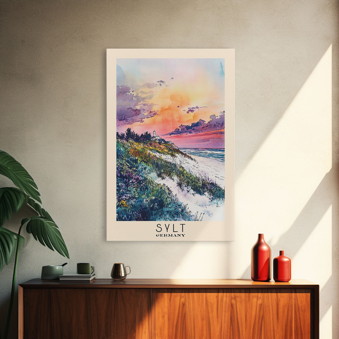 Sylt, Germany Watercolor Print, Vacation Gift, Germany Wall Art, Beach Painting, Beach Decor, Beach Or Lakehouse Art