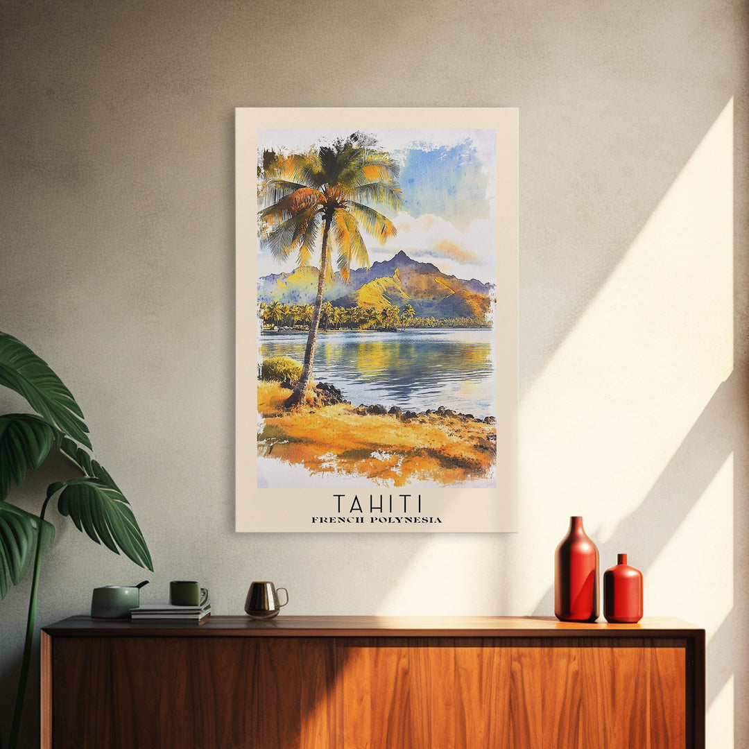 Tahiti, French Polynesia Watercolor Print, Vacation Gift, French Polynesia Wall Art, Vacation Wall Art, Vacatation Memories, Beach Decor, Beach Or Lakehouse Art