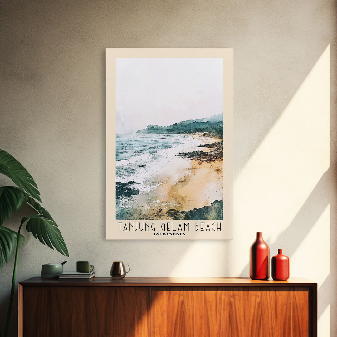 Tanjung Gelam Beach, Indonesia Watercolor Beach Print, Vacation Gift, Indonesia Wall Art, Beach Painting, Beach Decor, Beach Painting