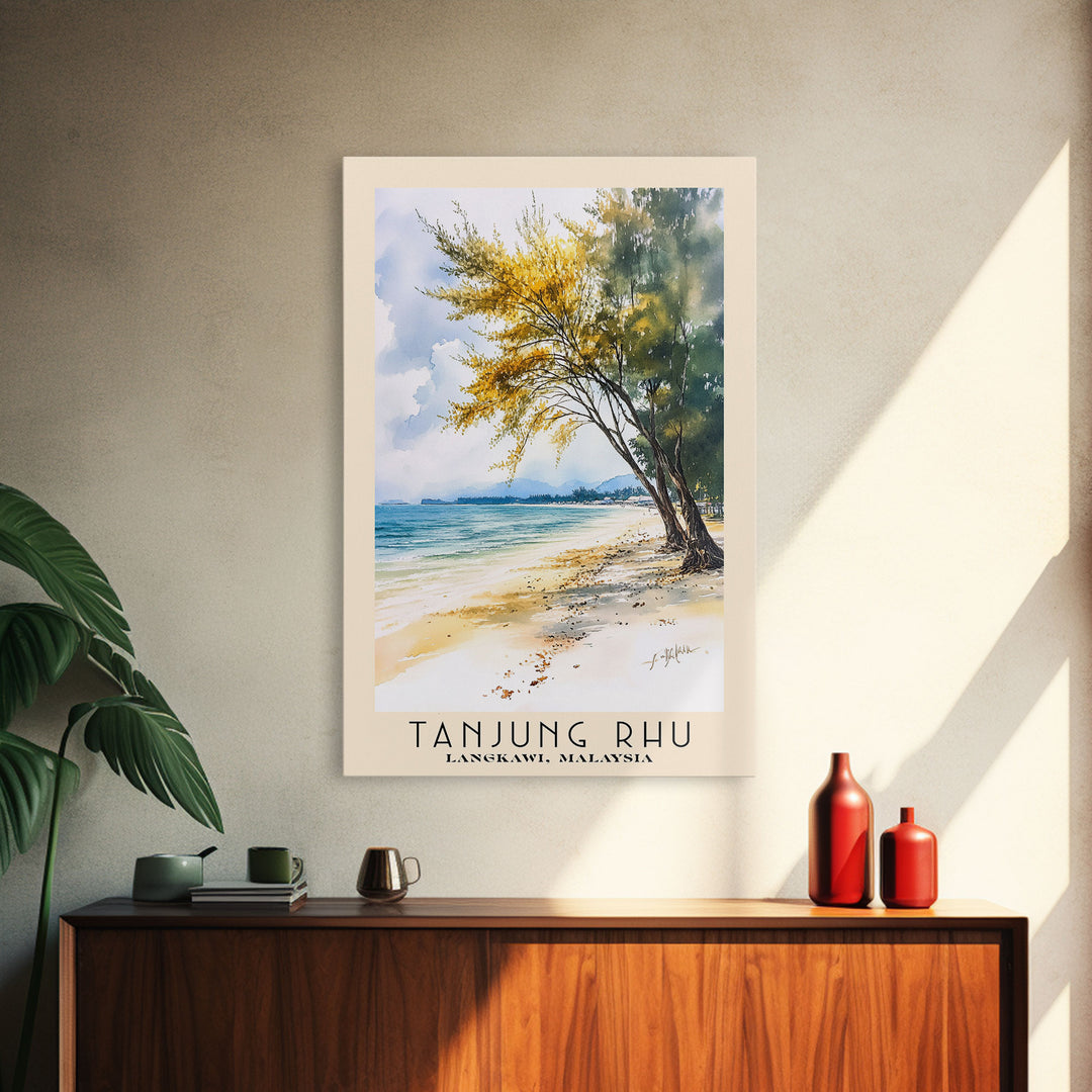 Tanjung Rhu, Langkawi, Malaysia Watercolor Print, Vacation Gift, Langkawi, Malaysia Wall Art, Beach Painting, Beach Decor, Large Wall Art, Wood Frame Art