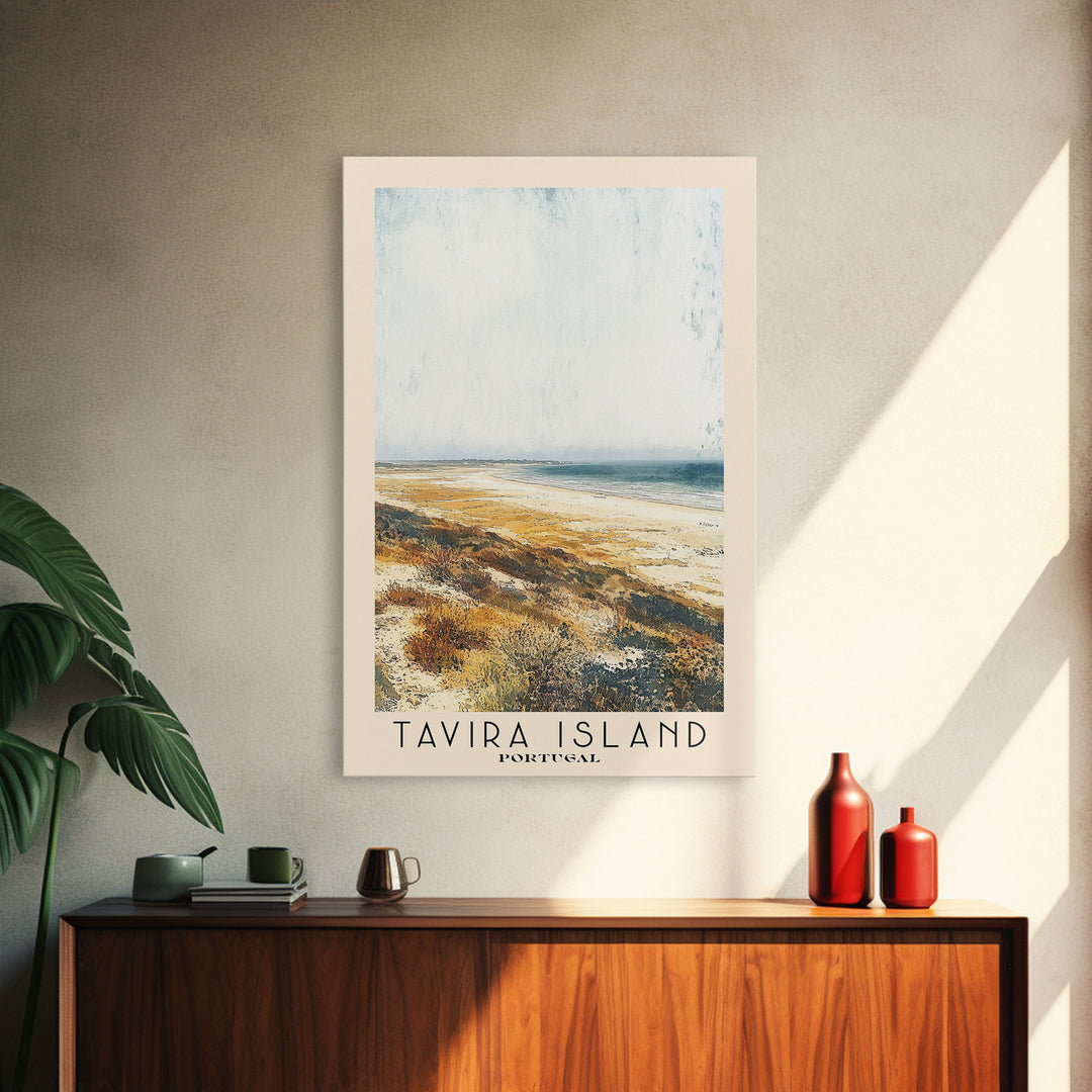 Tavira Island, Portugal Watercolor Beach Print, Vacation Gift, Portugal Wall Art, Beach Painting, Beach Decor, Beach Painting