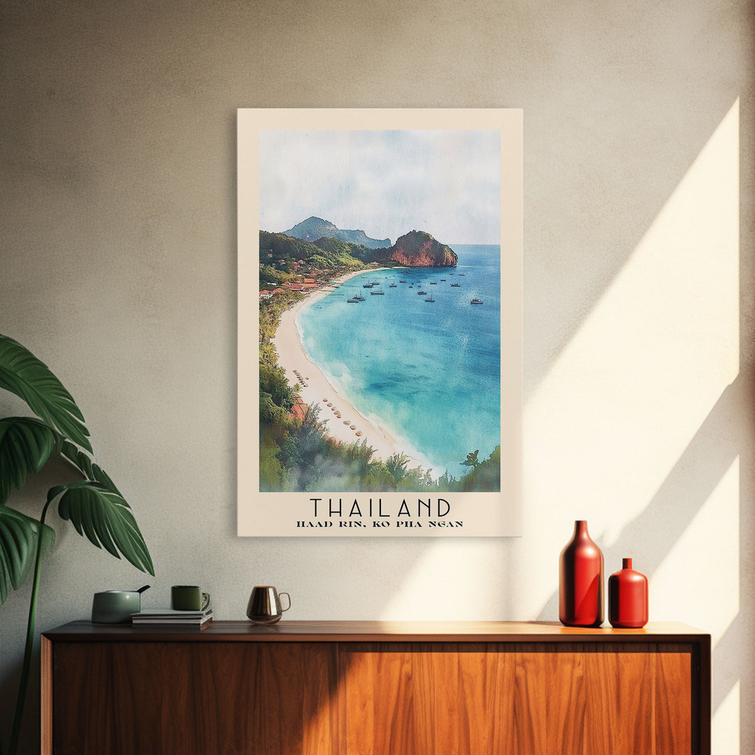 Thailand, Haad Rin, Ko Pha Ngan Watercolor Print, Vacation Gift, Haad Rin, Ko Pha Ngan Wall Art, Beach Painting, Beach Decor, Beach Or Lakehouse Art