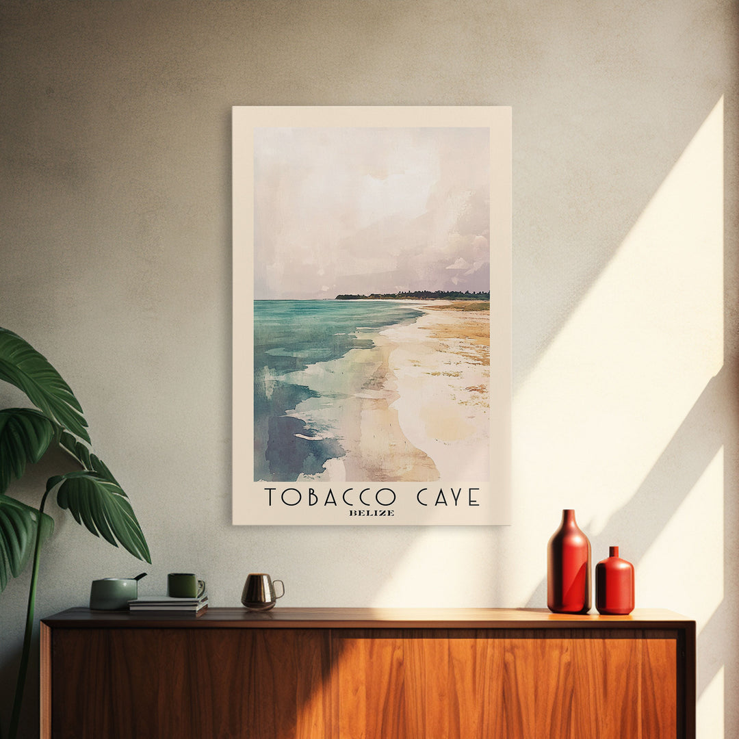 Tobacco Caye, Belize Watercolor Print, Vacation Gift, Belize Wall Art, Beach Painting, Beach Decor, Large Wall Art, Wood Frame Art