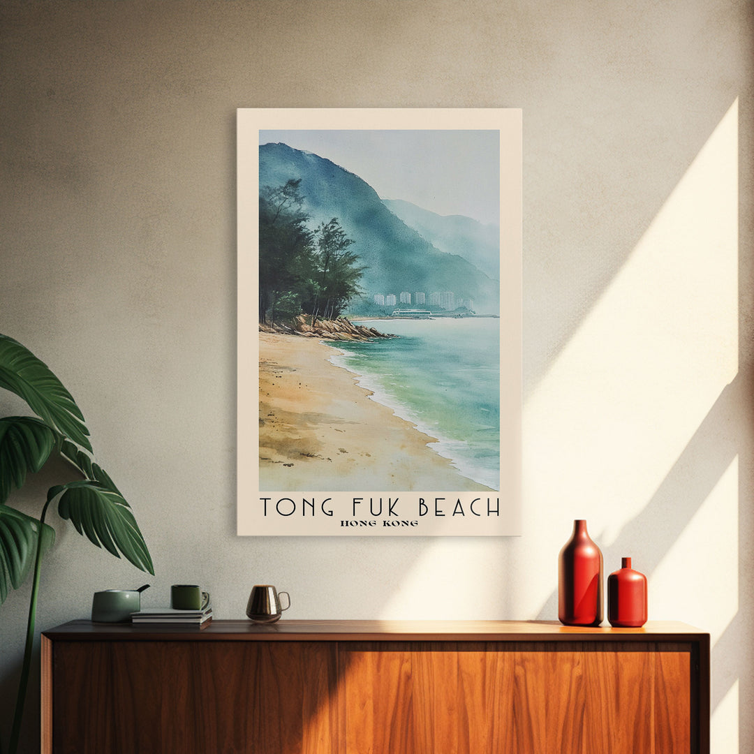 Tong Fuk Beach, Hong Kong Watercolor Print, Vacation Gift, Hong Kong Wall Art, Vacation Wall Art, Vacatation Memories, Beach Decor, Beach Or Lakehouse Art