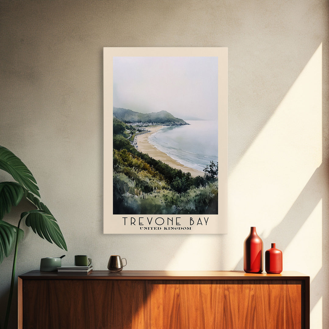 Trevone Bay, United Kingdom Watercolor Print, Vacation Gift, United Kingdom Wall Art, Beach Painting, Beach Decor, Beach Or Lakehouse Art