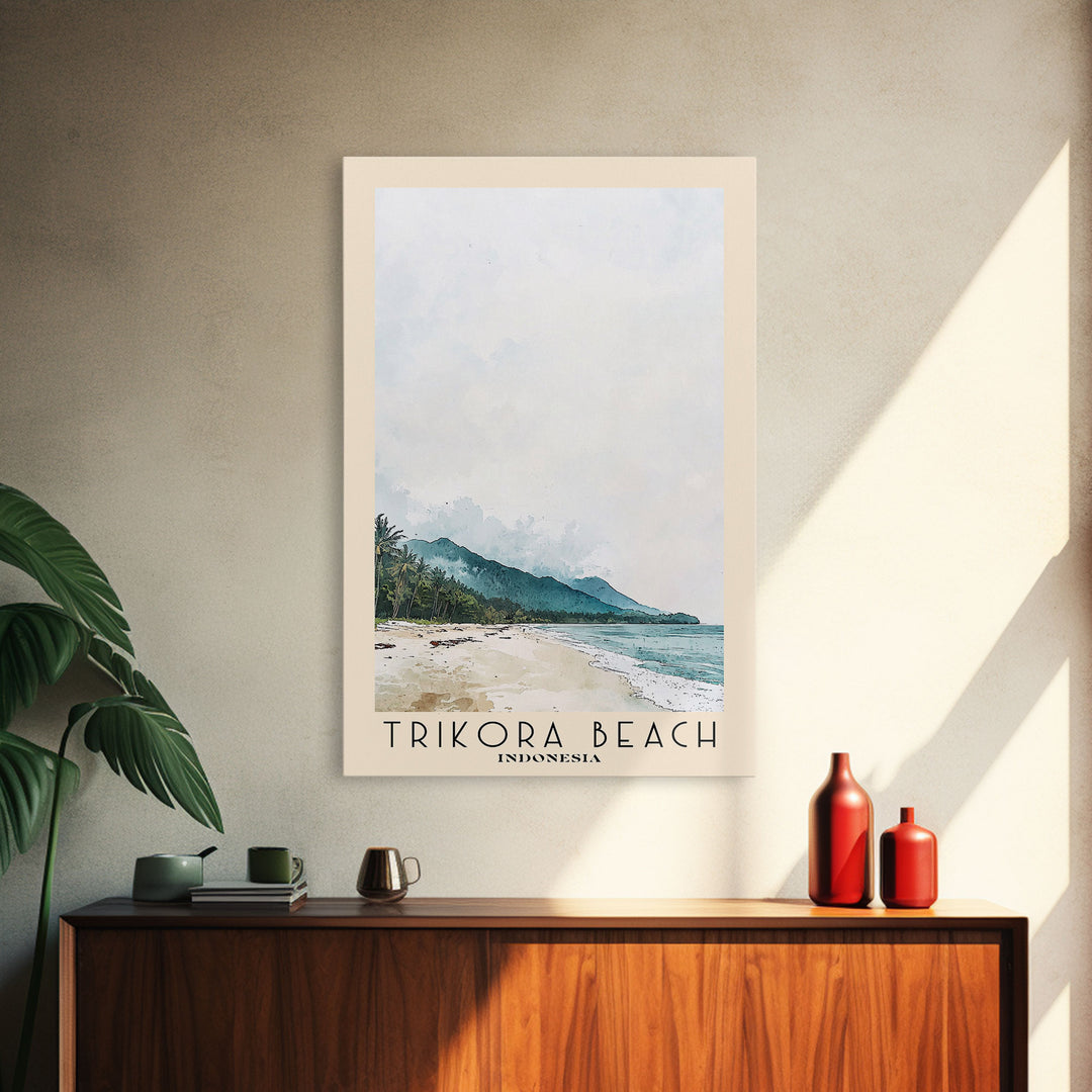 Trikora Beach, Indonesia Watercolor Beach Print, Vacation Gift, Indonesia Wall Art, Beach Painting, Beach Decor, Beach Painting