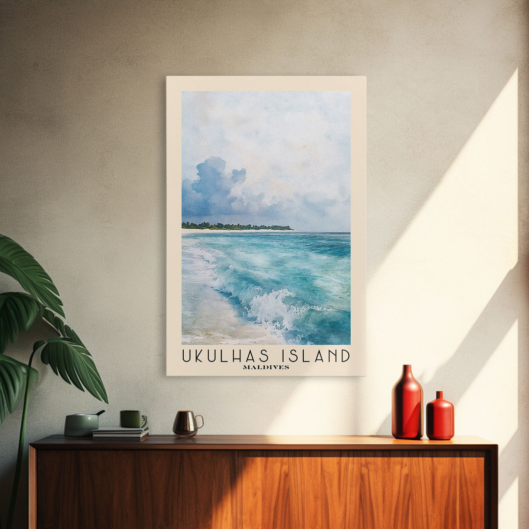 Ukulhas Island, Maldives Watercolor Print, Vacation Gift, Maldives Wall Art, Vacation Wall Art, Vacatation Memories, Beach Decor, Beach Or Lakehouse Art