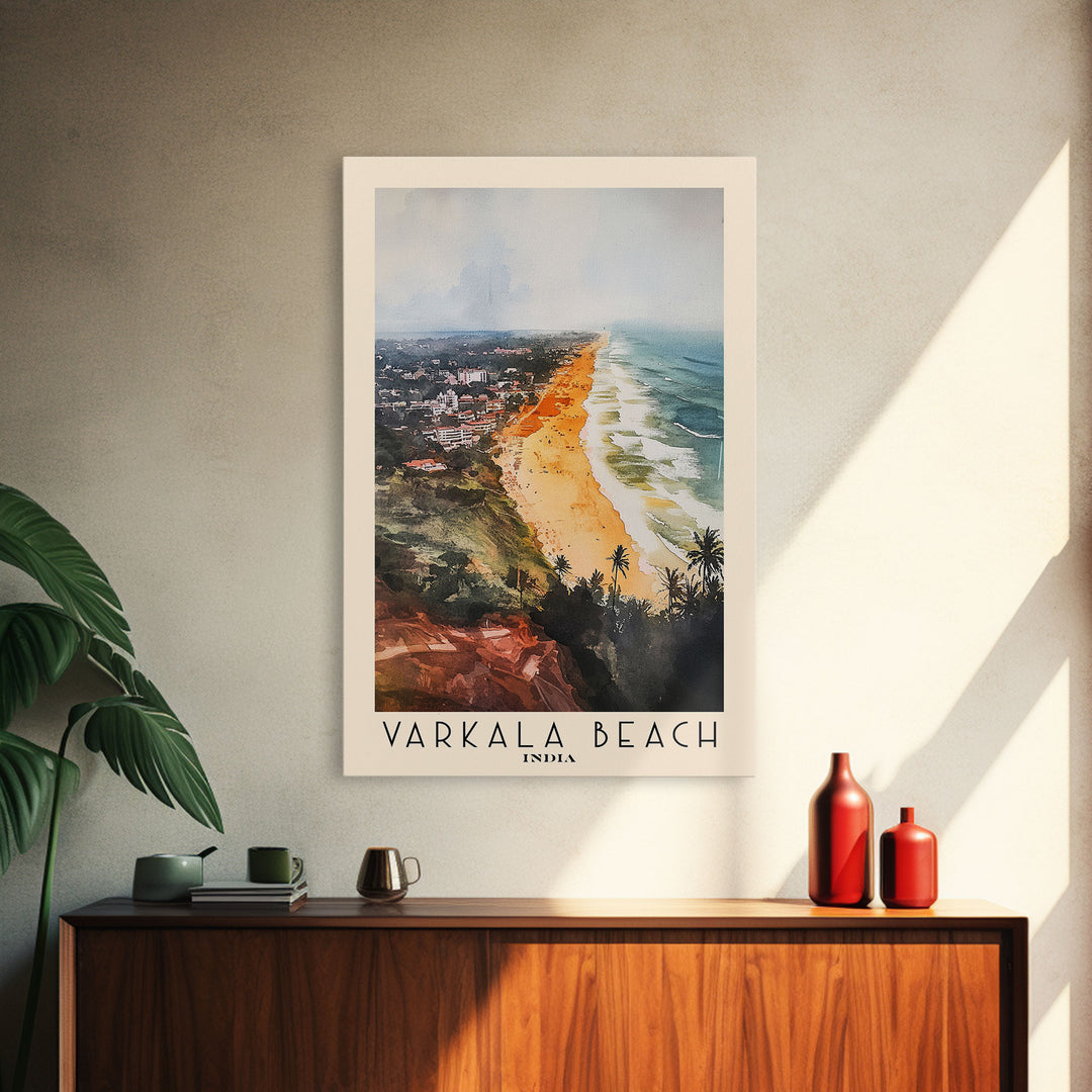 Varkala Beach, India Watercolor Print, Vacation Gift, India Wall Art, Vacation Wall Art, Vacatation Memories, Beach Decor, Beach Or Lakehouse Art