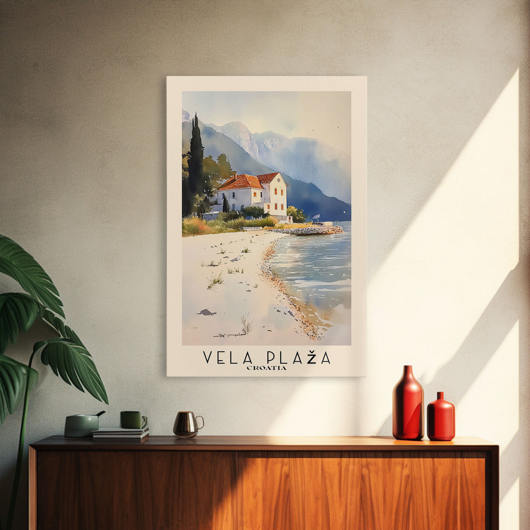 Vela Plaža, Croatia Watercolor Print, Vacation Gift, Croatia Wall Art, Beach Painting, Beach Decor, Beach Or Lakehouse Art