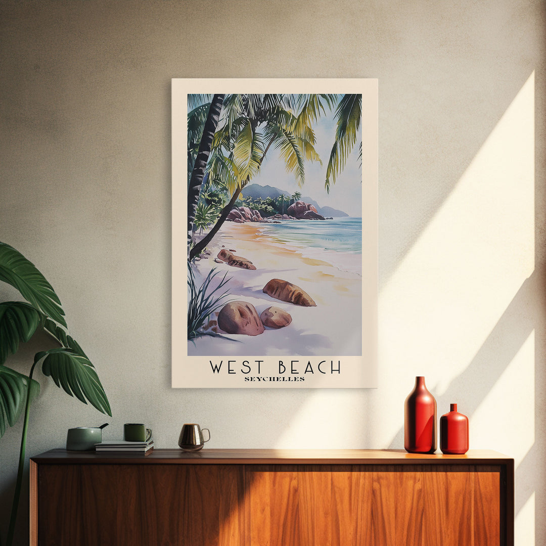 West Beach, Seychelles Watercolor Print, Vacation Gift, Seychelles Wall Art, Beach Painting, Beach Decor, Beach Or Lakehouse Art