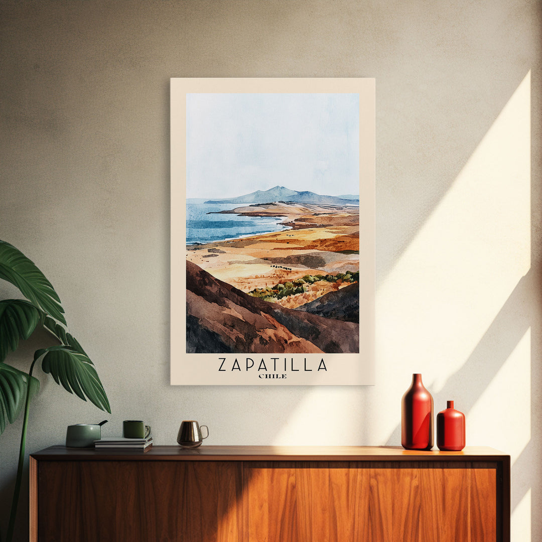 Zapatilla, Chile Watercolor Print, Vacation Gift, Chile Wall Art, Beach Painting, Beach Decor, Beach Or Lakehouse Art