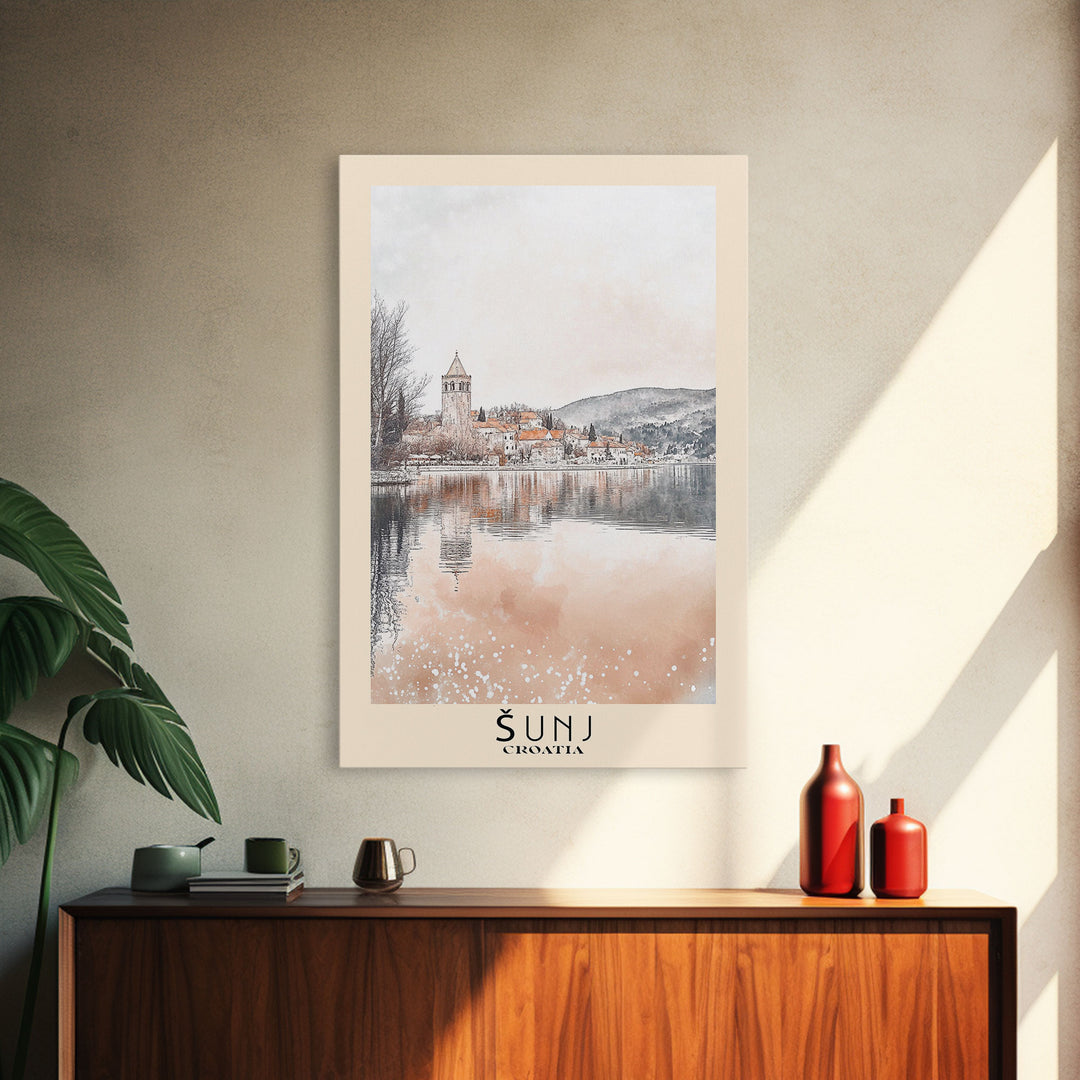 Šunj, Croatia Watercolor Print, Vacation Gift, Croatia Wall Art, Vacation Wall Art, Vacatation Memories, Beach Decor, Beach Or Lakehouse Art