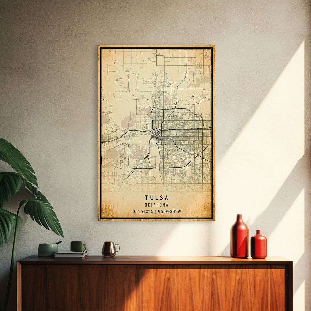 Tulsa Map Art - Oklahoma - Custom Tulsa City Streets Map Print -  University of Tulsa - Home Office Decor Tulsa Map Decor Oklahoma Wall Art