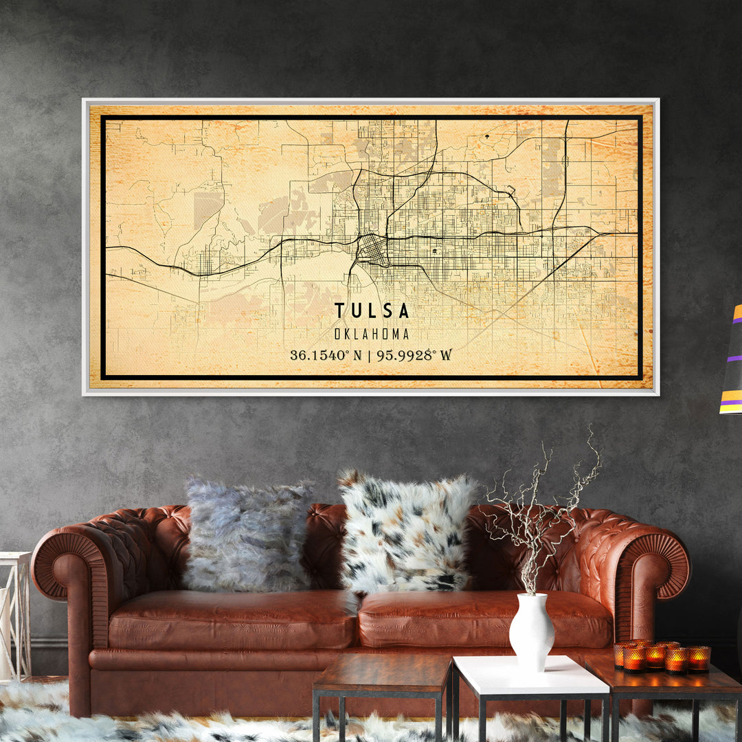 Tulsa Map Art - Oklahoma - Custom Tulsa City Streets Map Print -  University of Tulsa - Home Office Decor Tulsa Map Decor Oklahoma Wall Art