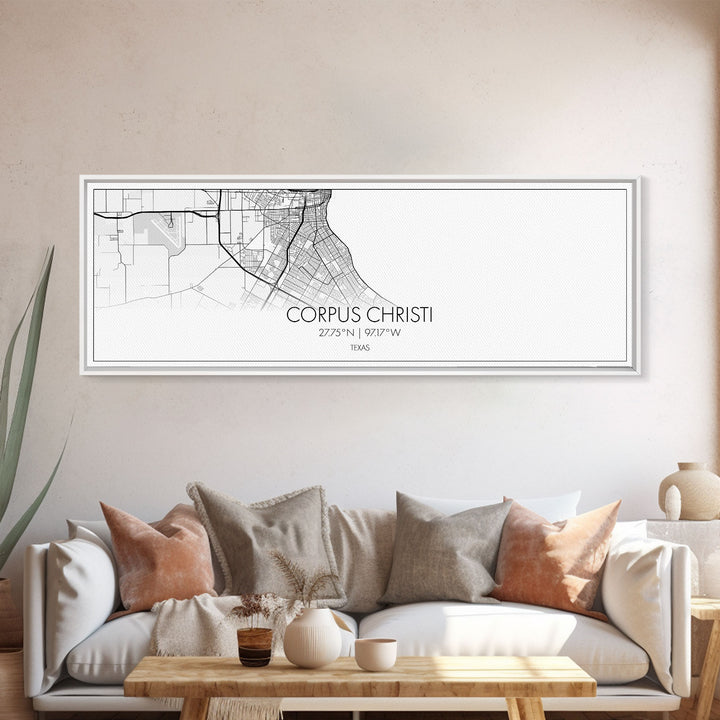 Panoramic Corpus Christi City Map, Texas Art, Map Print, Minimalist Wall Art, Canvas Art, Housewarming Gift, Street Map Art, Closing Gift