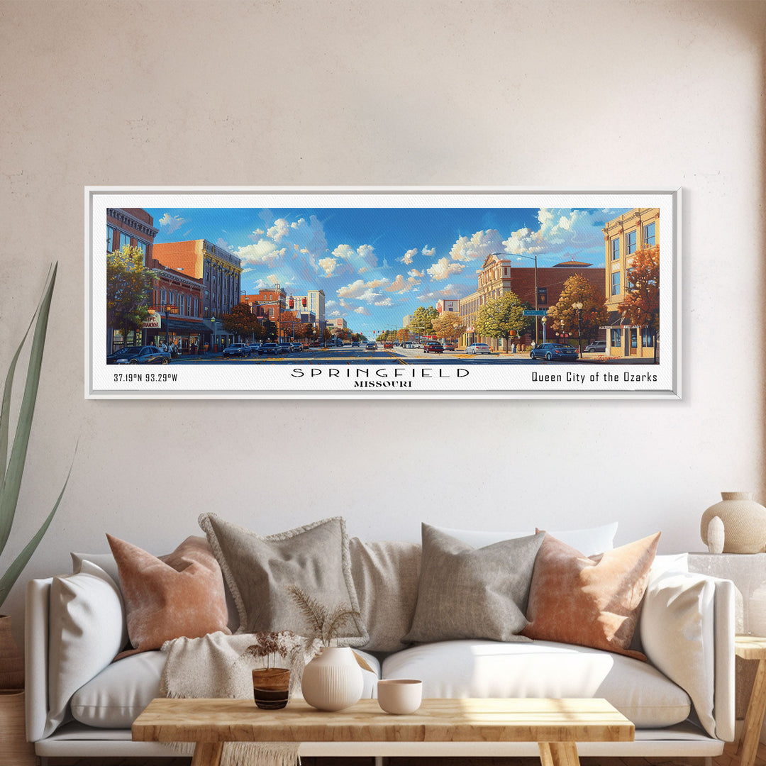 Springfield Missouri Travel Poster, Framed Canvas Print, Wall Art, Home Decor, Travel Print, Office Decor, Living Room Art, Gift Idea