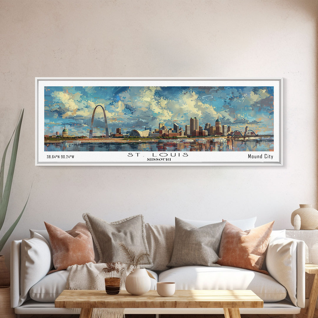 St. Louis Missouri Travel Poster, Framed Canvas Print, Wall Art, Home Decor, Travel Print, Office Decor, Living Room Art, Gift Idea