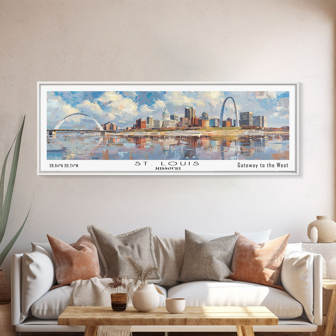 St. Louis Missouri Travel Poster, Framed Canvas Print, Wall Art, Home Decor, Travel Gift, Living Room Art, Retro Style Art, Office Decor