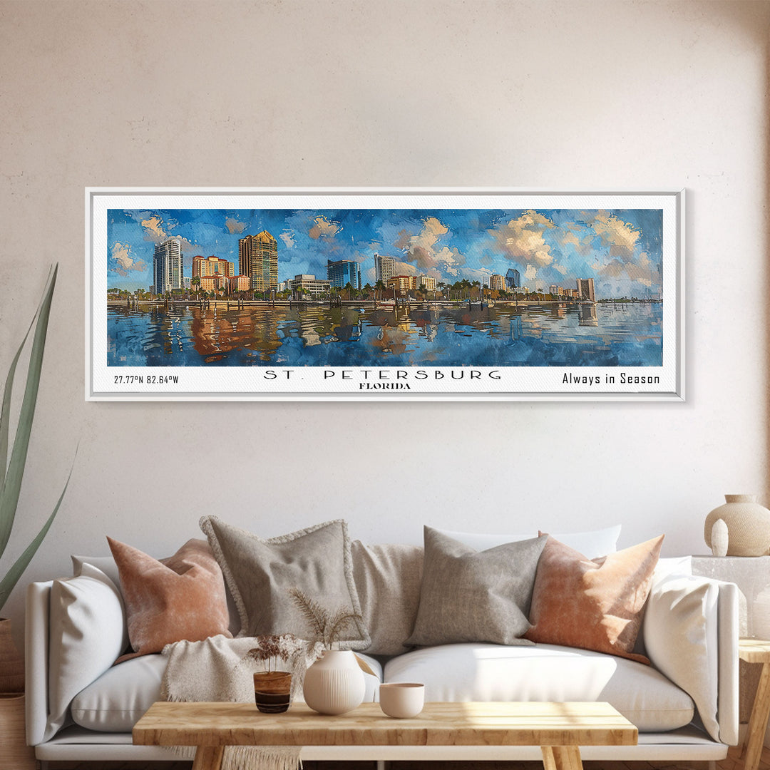 St. Petersburg Florida Travel Poster, Framed Canvas Print, Wall Art, Home Decor, Office Art, Living Room Art, Travel Gift, Vintage Style