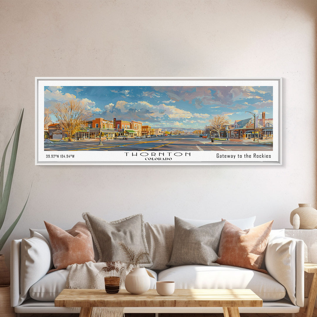 Thornton Colorado Travel Poster, Framed Canvas Print, Wall Art, Home Decor, Office Art, Living Room Art, Travel Gift, Vintage Style