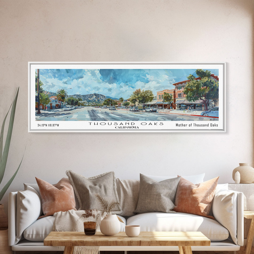 Thousand Oaks California Travel Poster, Framed Canvas Print, Wall Art, Home Decor, Travel Print, Office Decor, Living Room Art, Gift Idea