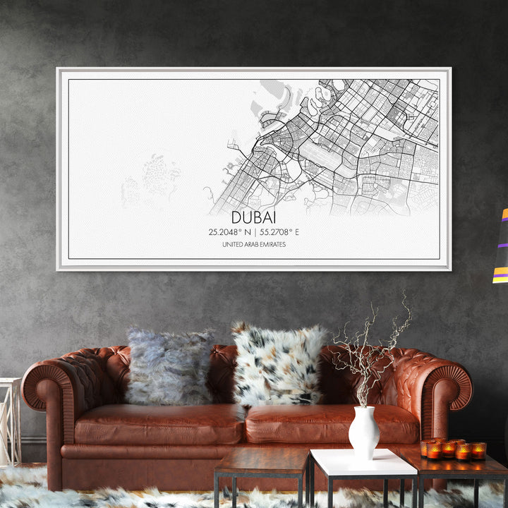 Dubai Street Map, United Arab Emirates Map, Map Print, Minimalist Art, Wall Art, Canvas Art, Cabin Wall Art, Gift For Traveler, Room Décor