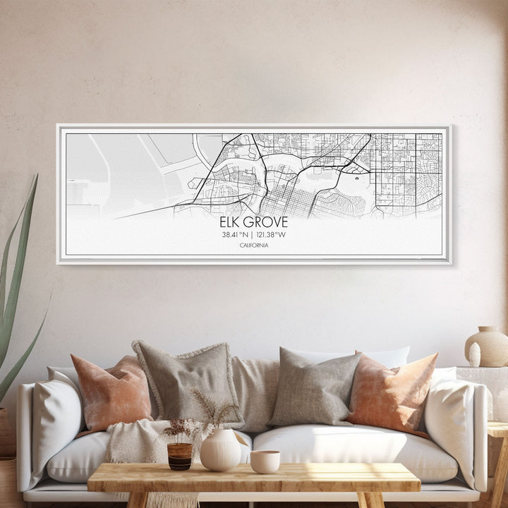 Panoramic Elk Grove City Map, California Art, Map Print, Minimalist Wall Art, Canvas Art, Housewarming Gift, Street Map Art, Closing Gift