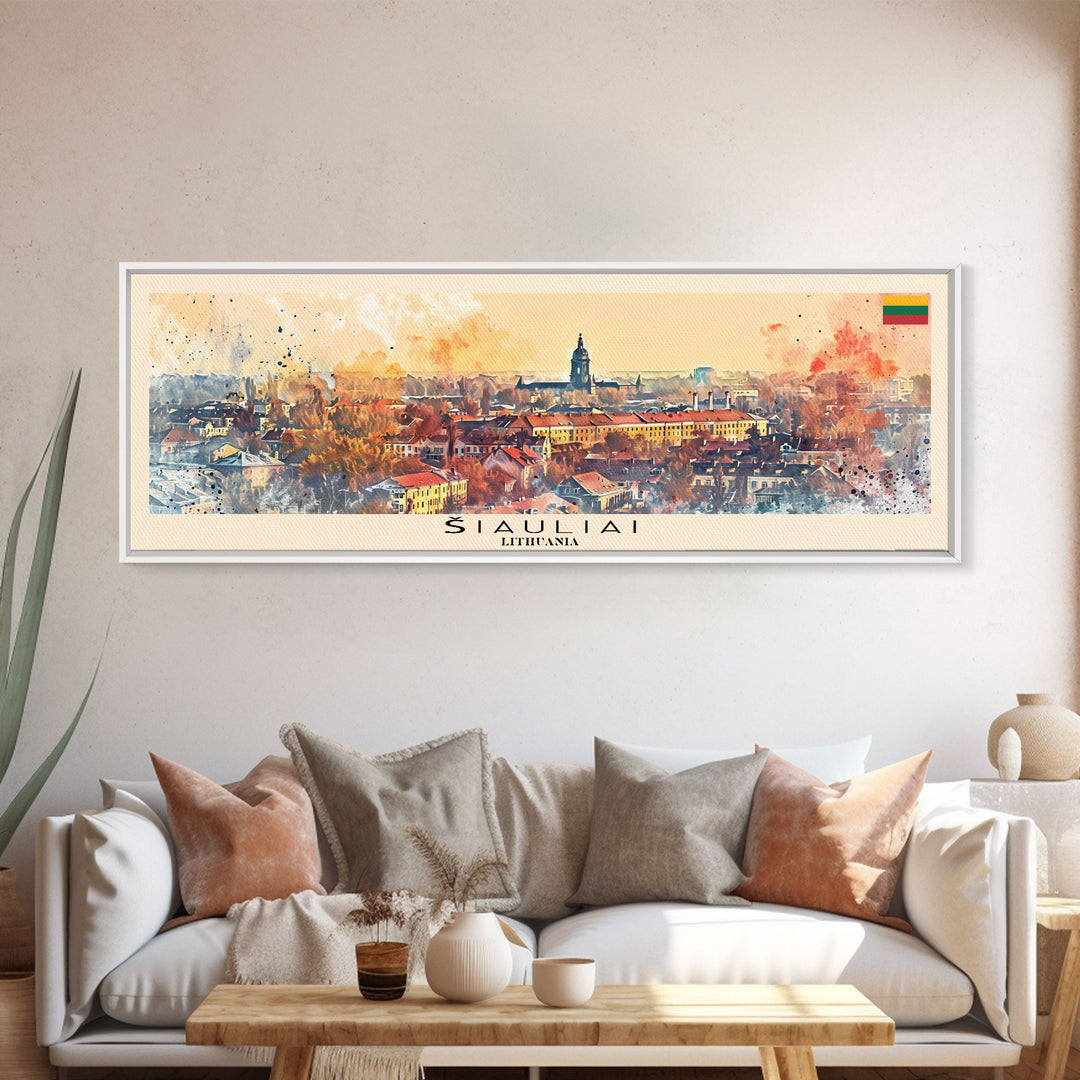 Iauliai Lithuania Travel Print Wall Art, Panoramic City Art, Travel Art, Wall Decor, Vacation Gift, Framed Canvas Print Or Metal Art