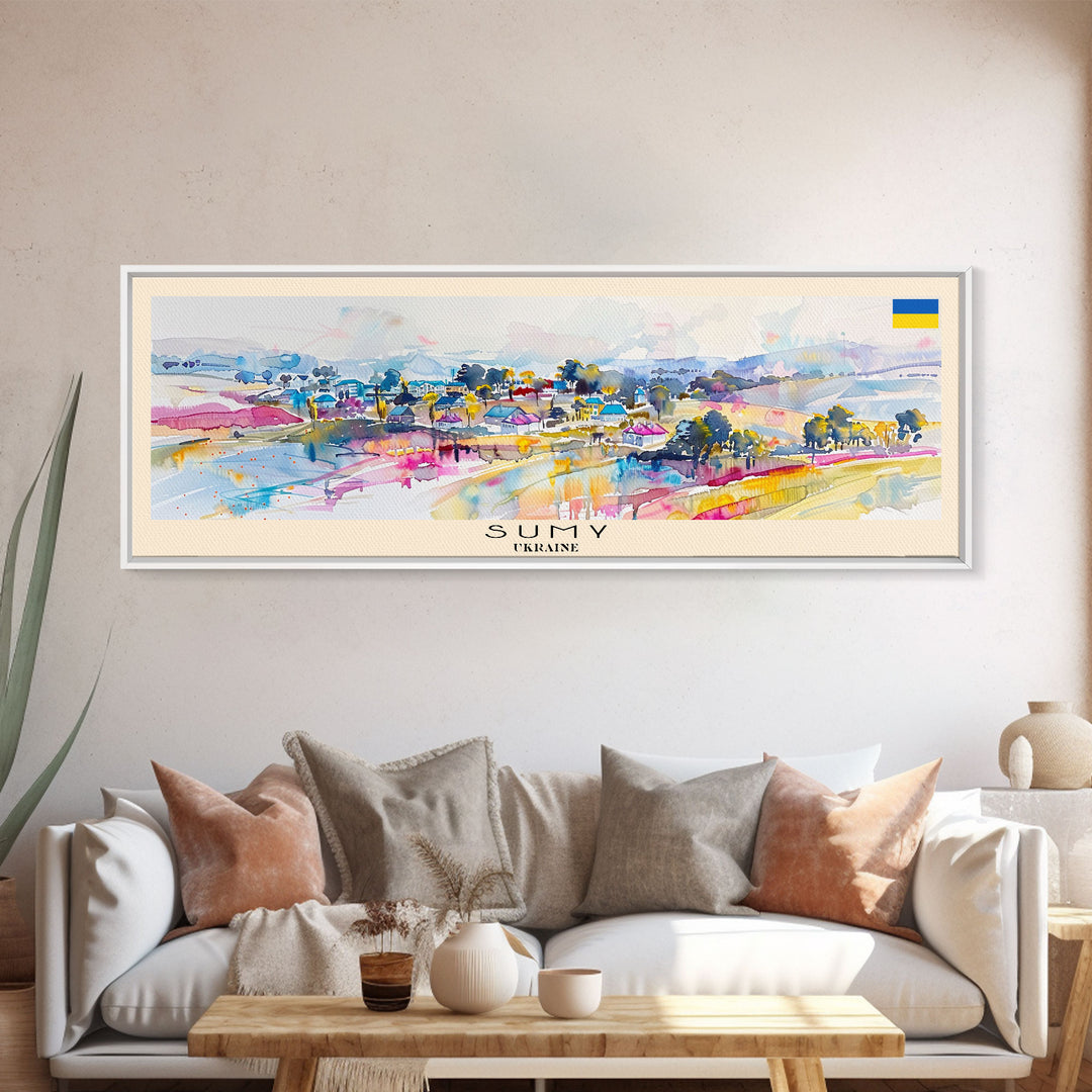 Sumy Ukraine Travel Art, City Art, Framed Canvas Print or Metal Wall Art, Europe Travel Poster, Panoramic Wall Art, Extra Wide Wall Art