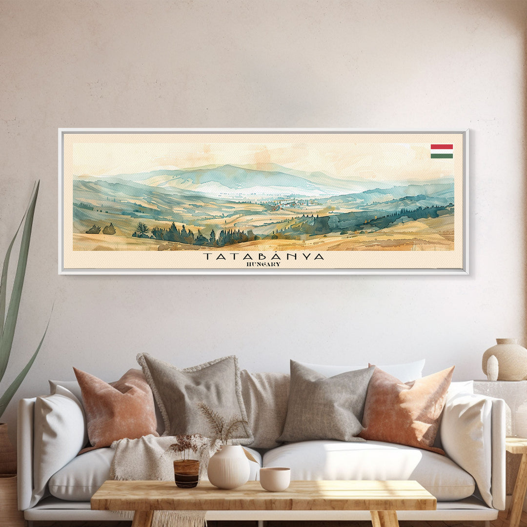 Tatabanya Hungary Travel Print Wall Art, Panoramic City Art, Travel Art, Wall Decor, Vacation Gift, Framed Canvas Print Or Metal Art