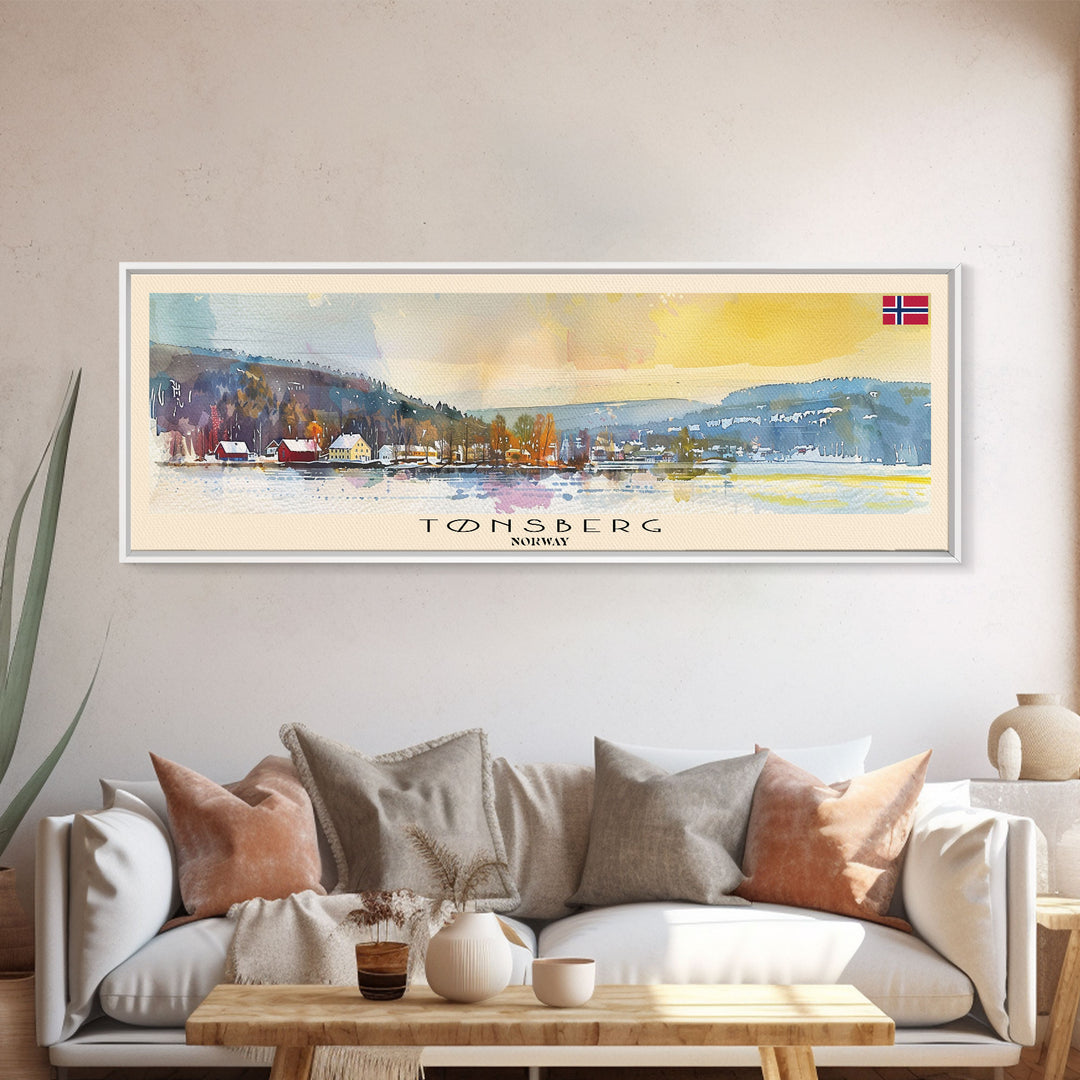 Tonsberg Norway Travel Print Wall Art, Panoramic City Art, Travel Art, Wall Decor, Vacation Gift, Framed Canvas Print Or Metal Art