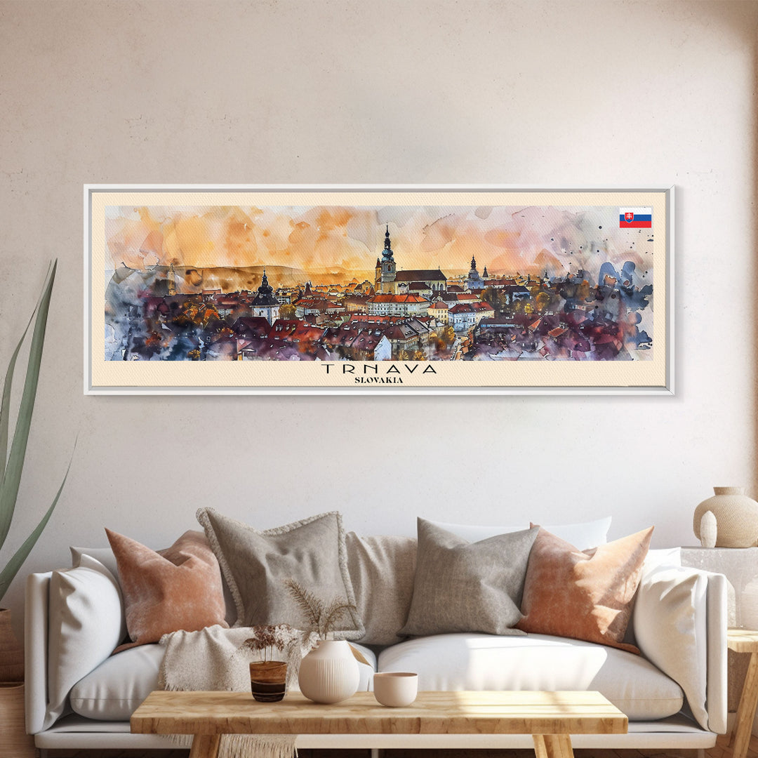 Trnava Slovakia Wall Art, Panoramic Travel Poster, Panoramic Framed Canvas Print, City Wall Art, Wall Hanging Home Decor, Travel Art