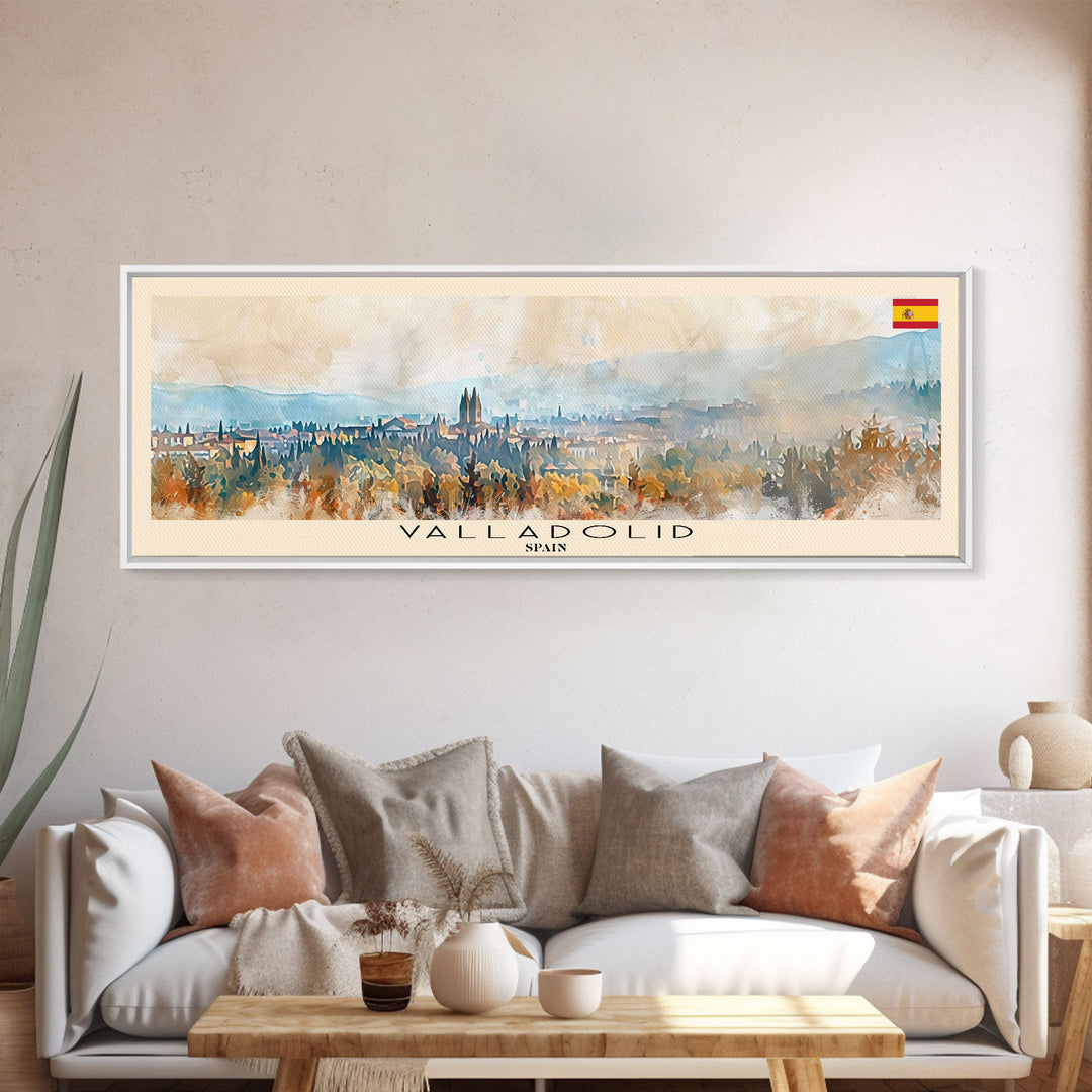 Valladolid Spain Wall Art, Panoramic Travel Poster, Panoramic Framed Canvas Print, City Wall Art, Wall Hanging Home Decor, Travel Art