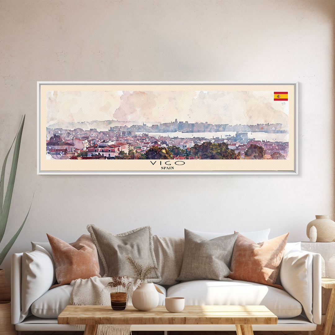 Vigo Spain Wall Art, Panoramic Travel Poster, Panoramic Framed Canvas Print, City Wall Art, Wall Hanging Home Decor, Travel Art