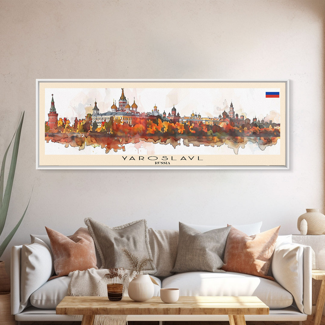 Yaroslavl Russia Wall Art, Panoramic Travel Poster, Panoramic Framed Canvas Print, City Wall Art, Wall Hanging Home Decor, Travel Art