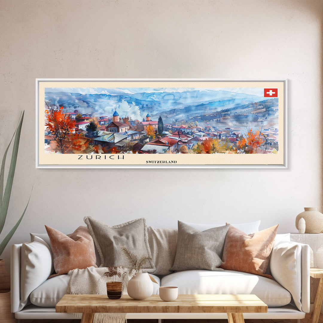 Zugdidi Georgia Travel Print Wall Art, Panoramic City Art, Travel Art, Wall Decor, Vacation Gift, Framed Canvas Print Or Metal Art