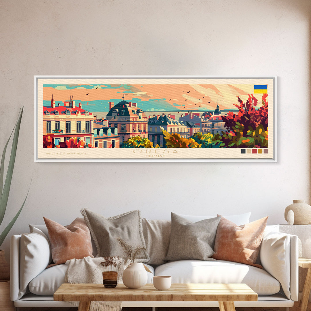 Odesa Ukraine Travel Print Wall Art, Panoramic City Art, Travel Art, Wall Decor, Vacation Gift, Framed Canvas Print Or Metal Art