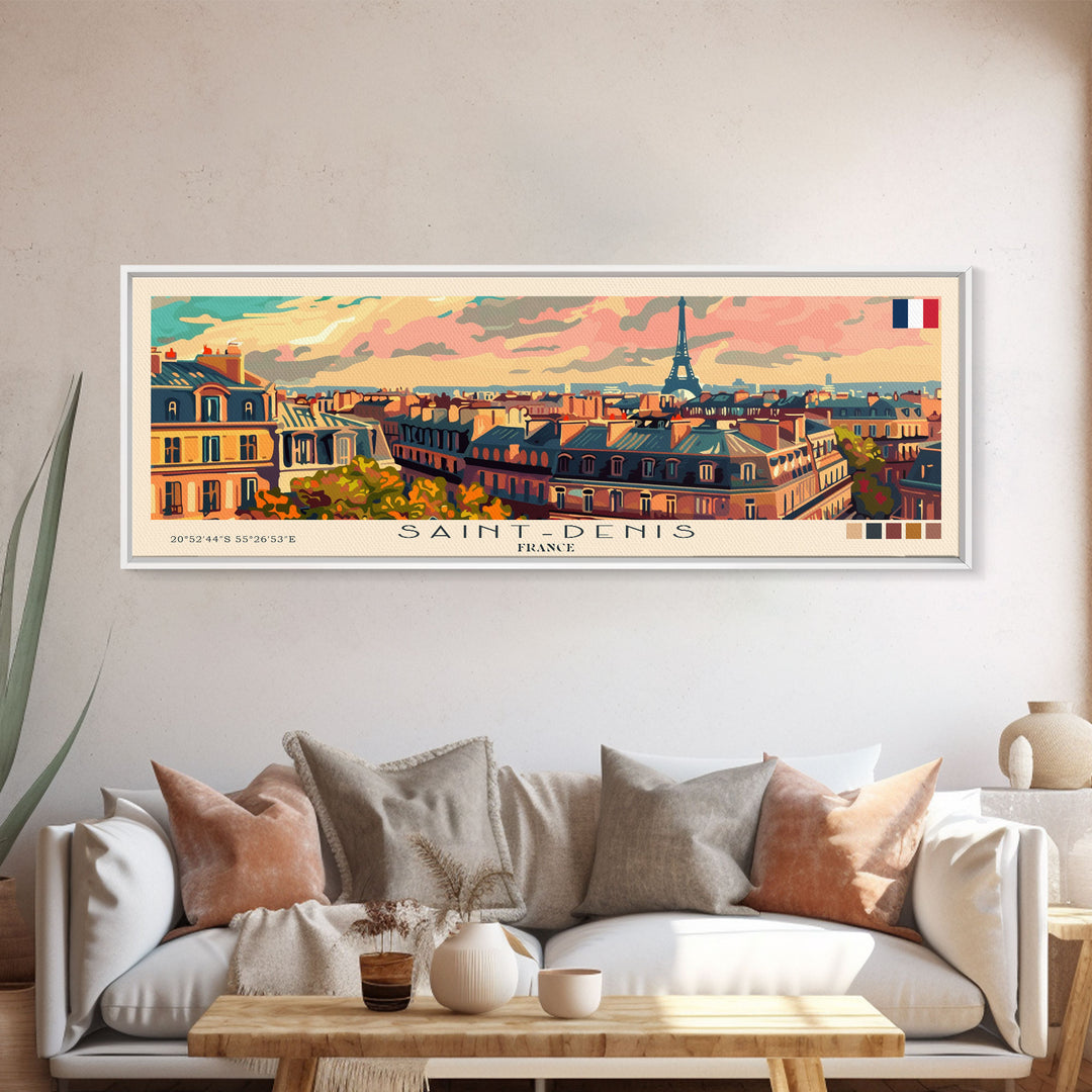 Saint Denis France Travel Art, City Art, Framed Canvas Print or Metal Wall Art, Europe Travel Poster, Panoramic Wall Art, Extra Wide Wall Art