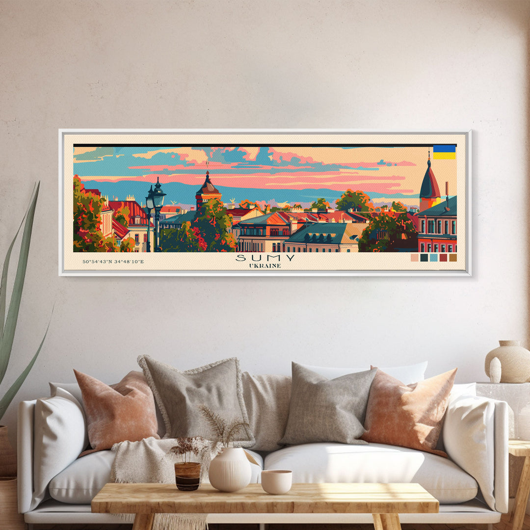 Sumy Ukraine Travel Art, City Art, Framed Canvas Print or Metal Wall Art, Europe Travel Poster, Panoramic Wall Art, Extra Wide Wall Art