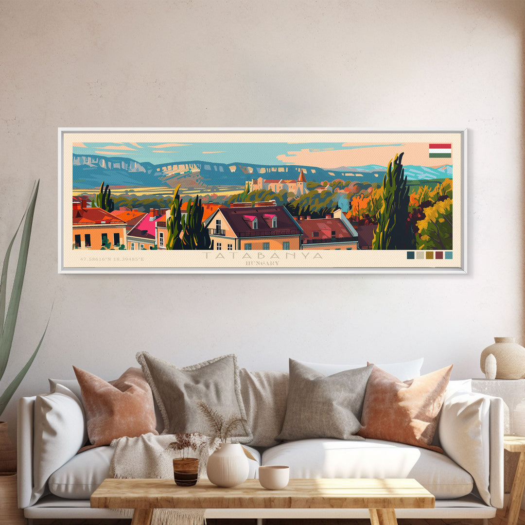 Tatabanya Hungary Travel Print Wall Art, Panoramic City Art, Travel Art, Wall Decor, Vacation Gift, Framed Canvas Print Or Metal Art