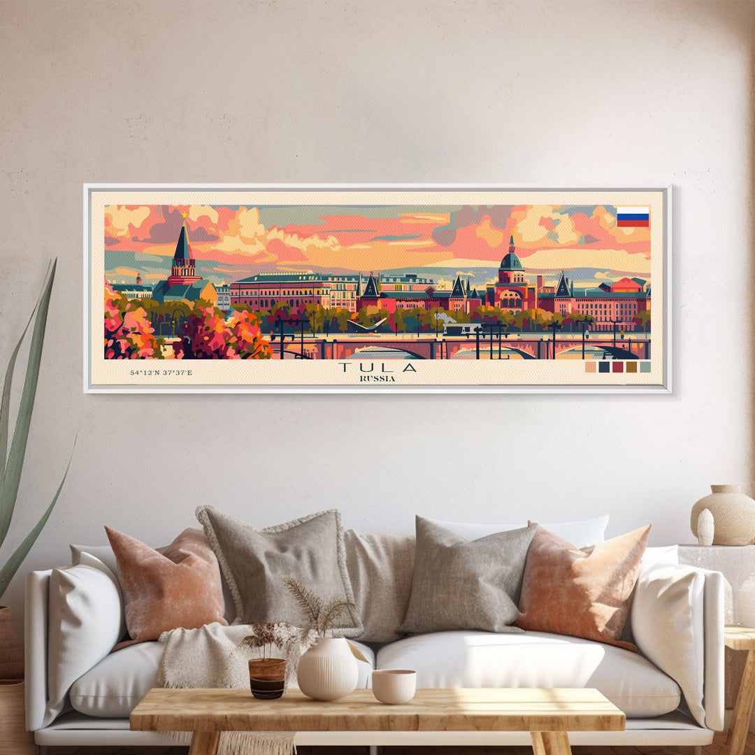 Tula Russia Travel Art, City Art, Framed Canvas Print or Metal Wall Art, Europe Travel Poster, Panoramic Wall Art, Extra Wide Wall Art