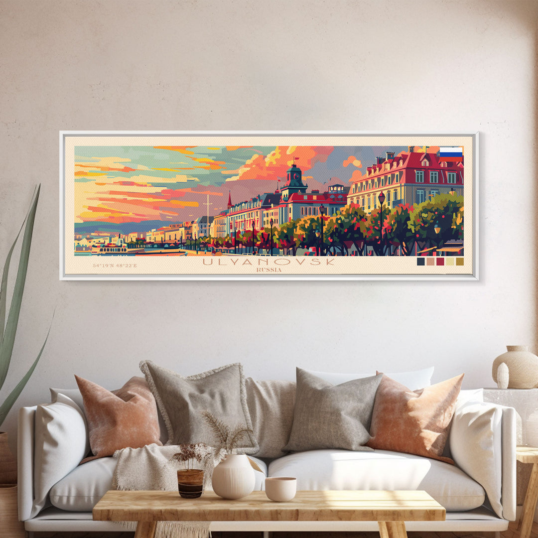 Ulyanovsk Russia Travel Art, City Art, Framed Canvas Print or Metal Wall Art, Europe Travel Poster, Panoramic Wall Art, Extra Wide Wall Art