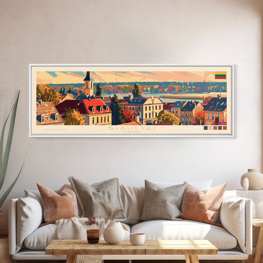 ŠIauliai Lithuania Travel Print Wall Art, Panoramic City Art, Travel Art, Wall Decor, Vacation Gift, Framed Canvas Print Or Metal Art