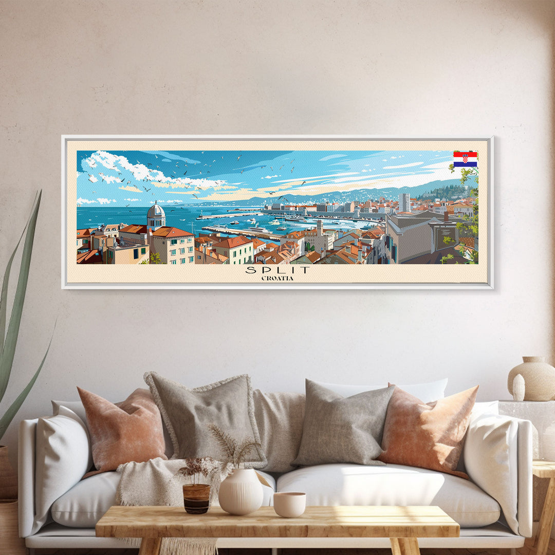 Split Croatia Travel Print Wall Art, Panoramic City Art, Travel Art, Wall Decor, Vacation Gift, Framed Canvas Print Or Metal Art