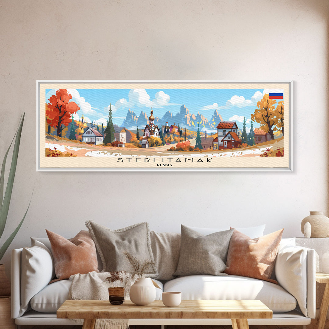 Sterlitamak Russia Travel Print Wall Art, Panoramic City Art, Travel Art, Wall Decor, Vacation Gift, Framed Canvas Print Or Metal Art