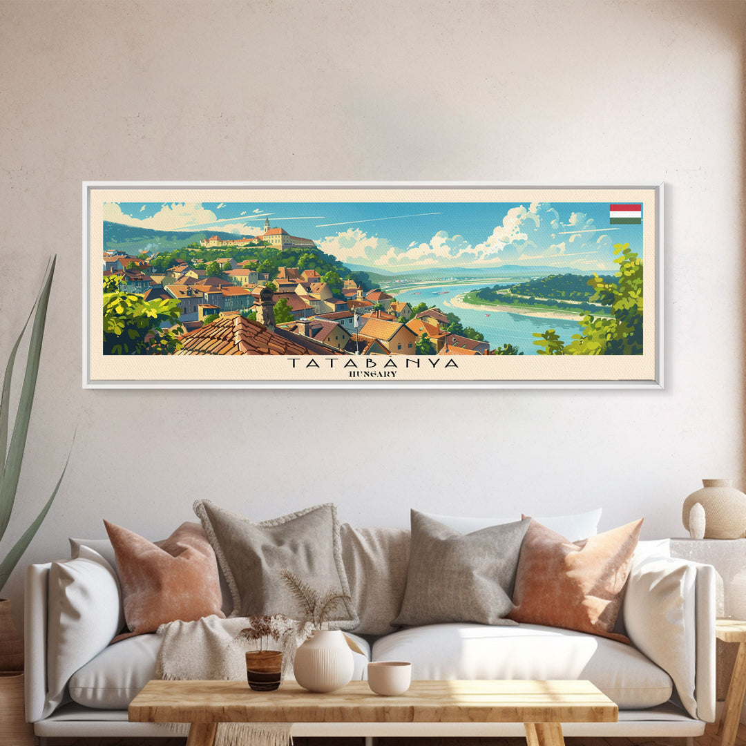 Tatabanya Hungary Travel Print Wall Art, Panoramic City Art, Travel Art, Wall Decor, Vacation Gift, Framed Canvas Print Or Metal Art