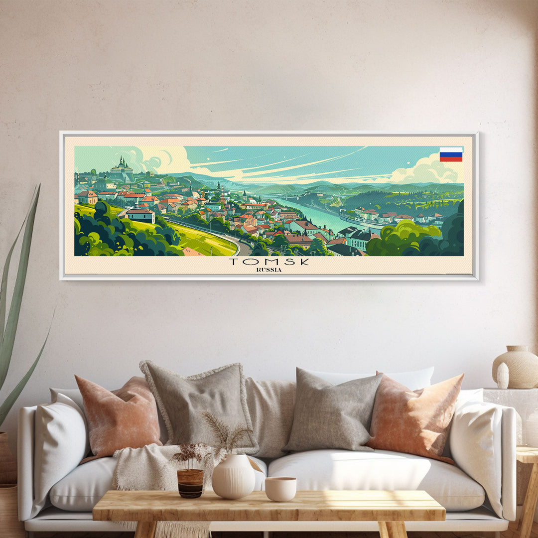 Tomsk Russia Wall Art, Panoramic Travel Poster, Panoramic Framed Canvas Print, City Wall Art, Wall Hanging Home Decor, Travel Art