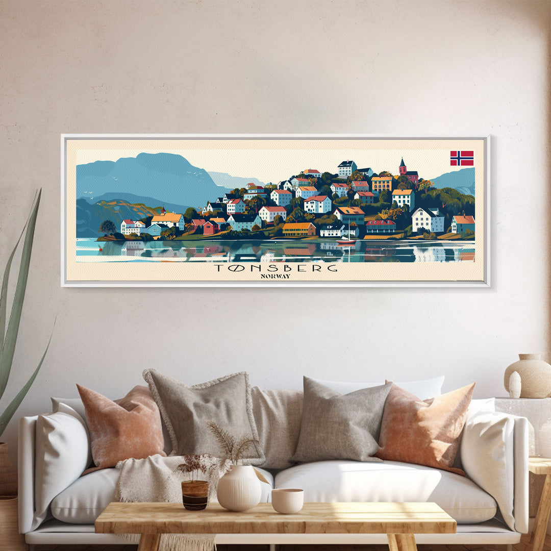 Tųnsberg Norway Travel Print Wall Art, Panoramic City Art, Travel Art, Wall Decor, Vacation Gift, Framed Canvas Print Or Metal Art