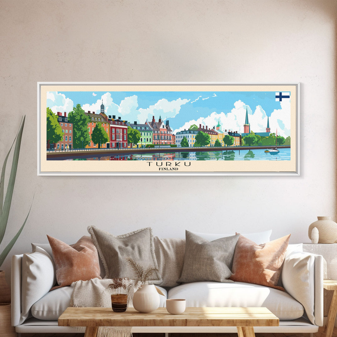 Turku Finland Wall Art, Panoramic Travel Poster, Panoramic Framed Canvas Print, City Wall Art, Wall Hanging Home Decor, Travel Art