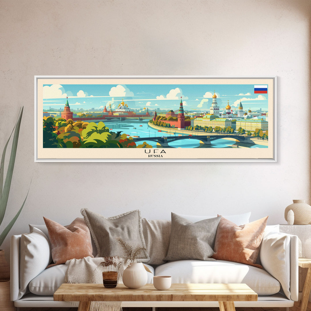 Ufa Russia Wall Art, Panoramic Travel Poster, Panoramic Framed Canvas Print, City Wall Art, Wall Hanging Home Decor, Travel Art